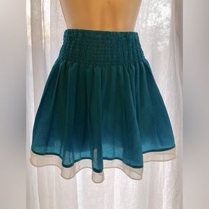 Forever 21 Blue Skirt w/ White Sheer Trim! Cute for Ugly Xmas Sweater Party!🎄